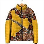 Didgeridoo Padded Jacket Aboriginal Dot Painting Indigenous Traditional Instrument