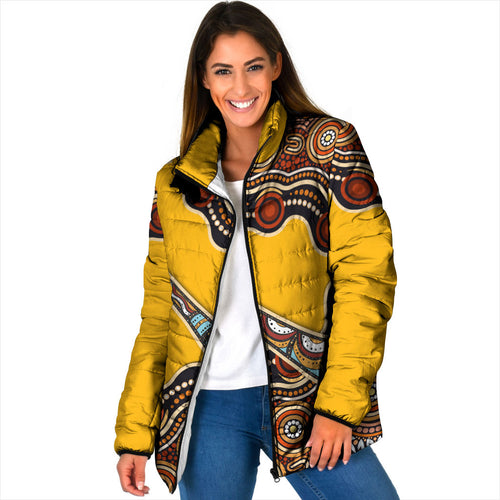 Didgeridoo Padded Jacket Aboriginal Dot Painting Indigenous Traditional Instrument