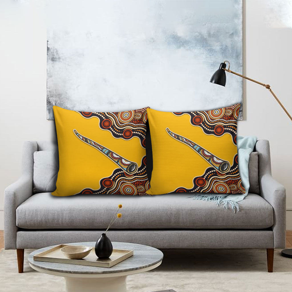 Didgeridoo Pillow Cover Aboriginal Dot Painting Indigenous Traditional Instrument