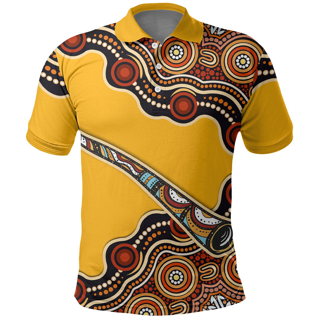 Didgeridoo Polo Shirt Aboriginal Dot Painting Indigenous Traditional Instrument