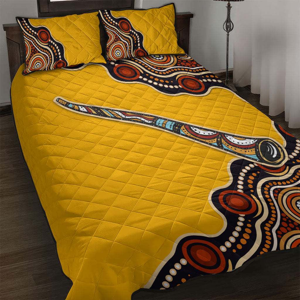 Didgeridoo Quilt Bed Set Aboriginal Dot Painting Indigenous Traditional Instrument