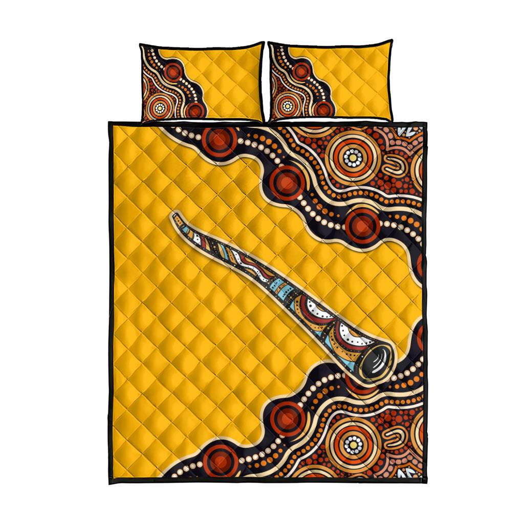 Didgeridoo Quilt Bed Set Aboriginal Dot Painting Indigenous Traditional Instrument