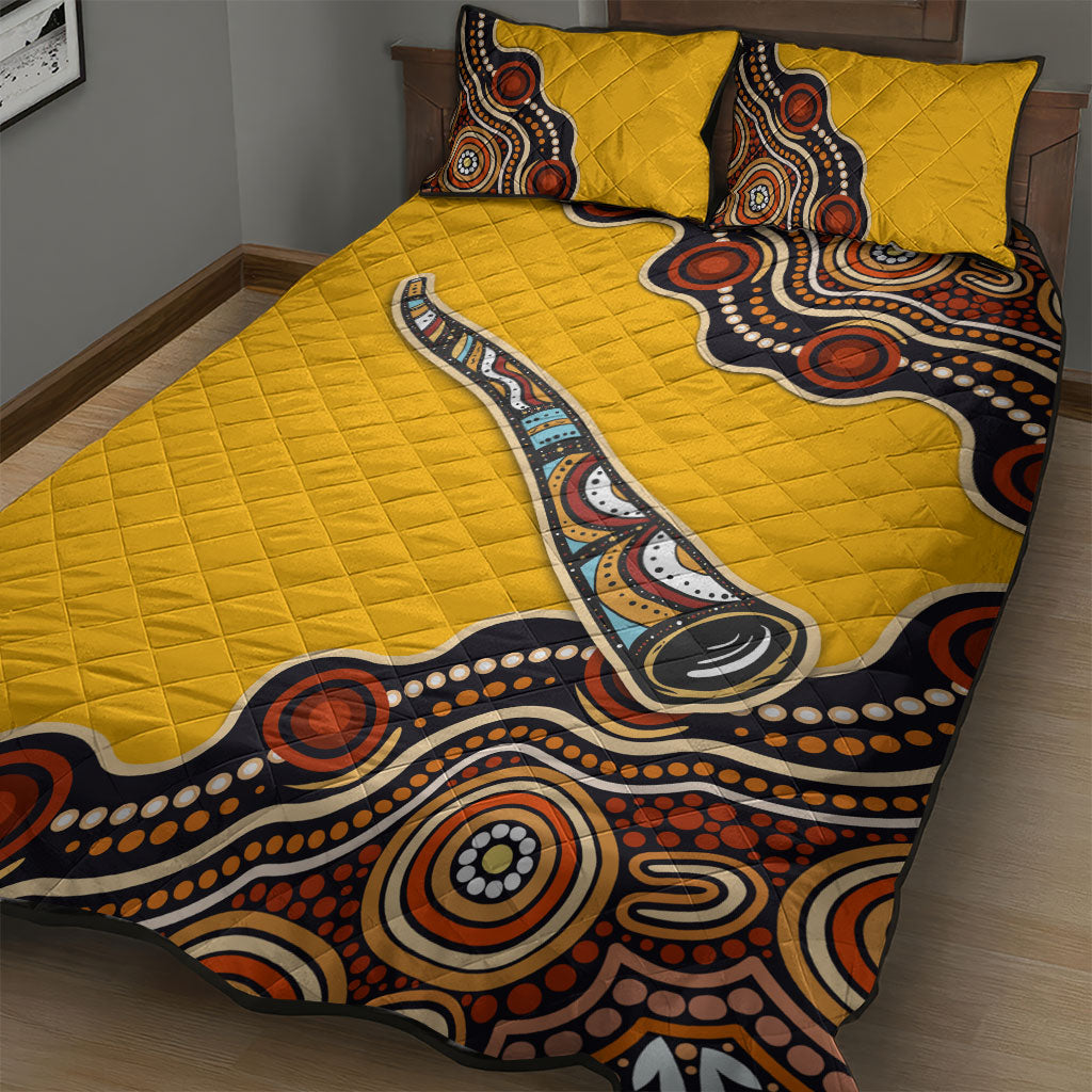 Didgeridoo Quilt Bed Set Aboriginal Dot Painting Indigenous Traditional Instrument