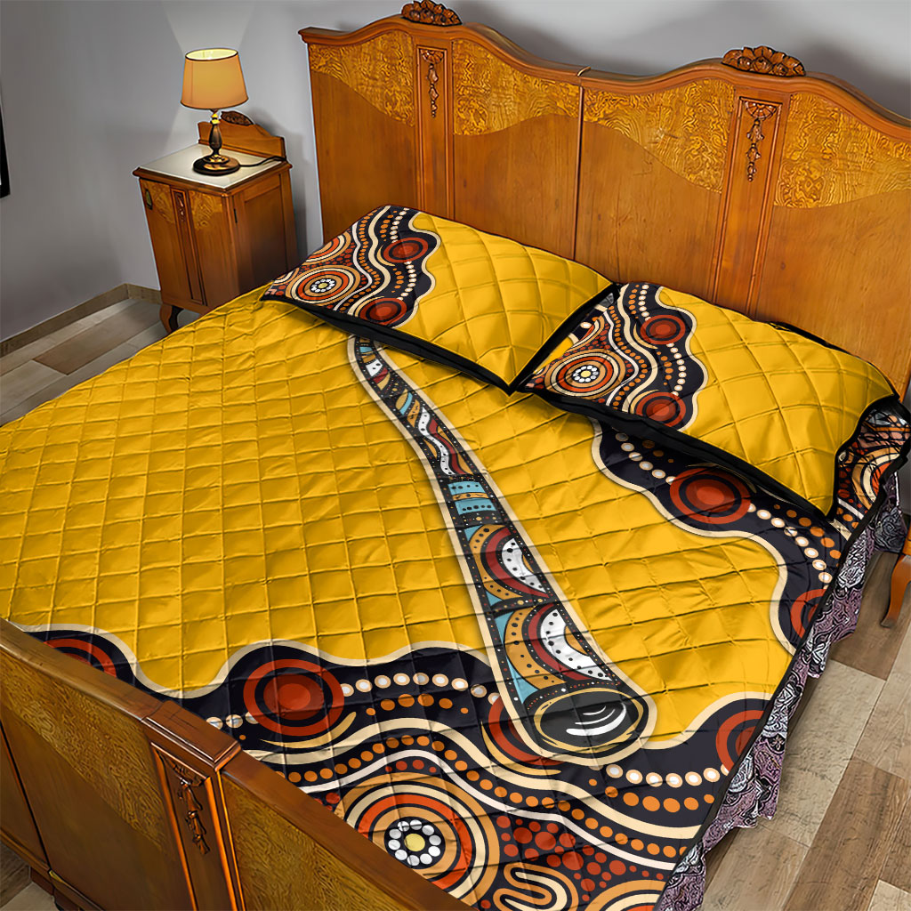 Didgeridoo Quilt Bed Set Aboriginal Dot Painting Indigenous Traditional Instrument