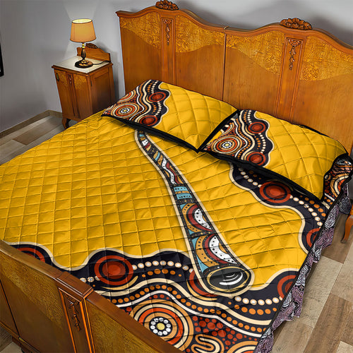 Didgeridoo Quilt Bed Set Aboriginal Dot Painting Indigenous Traditional Instrument