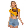 Didgeridoo Raglan Cropped T Shirt Aboriginal Dot Painting Indigenous Traditional Instrument