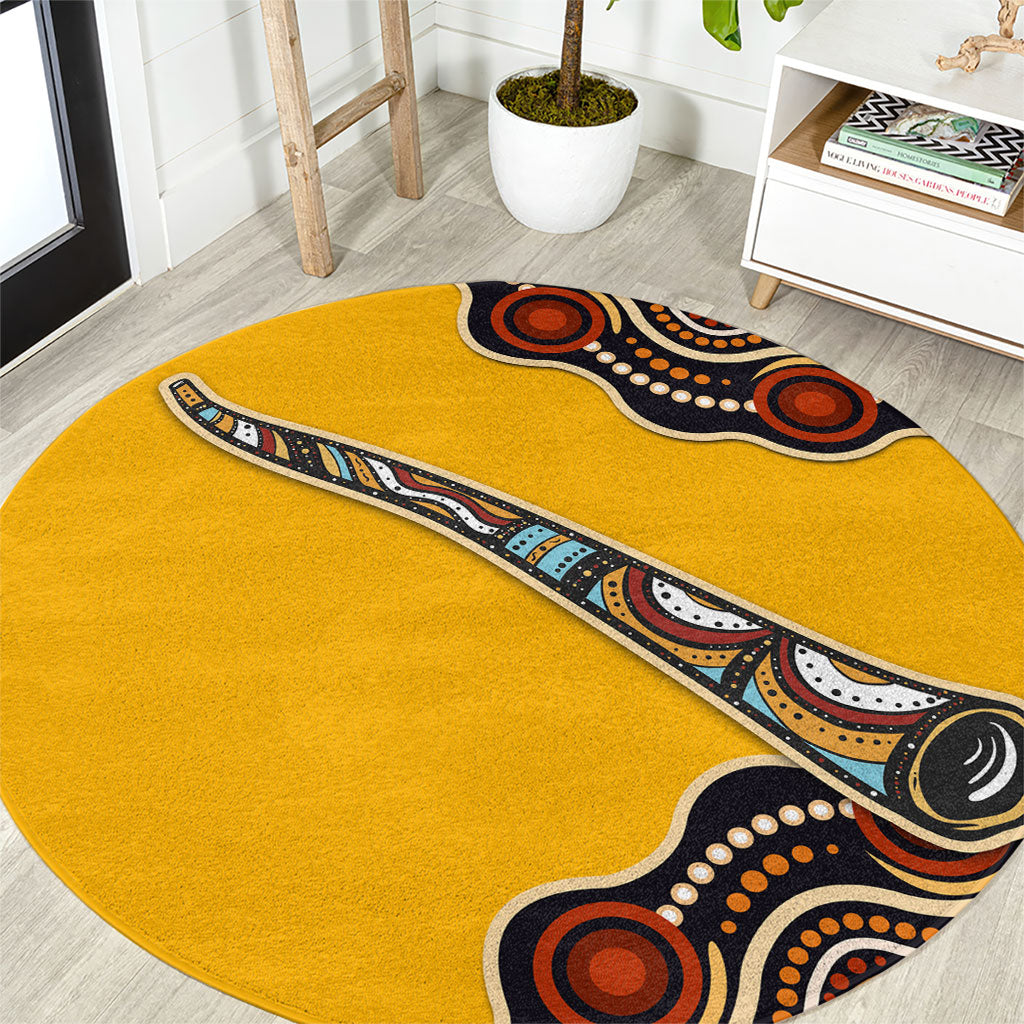 Didgeridoo Round Carpet Aboriginal Dot Painting Indigenous Traditional Instrument