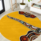 Didgeridoo Round Carpet Aboriginal Dot Painting Indigenous Traditional Instrument