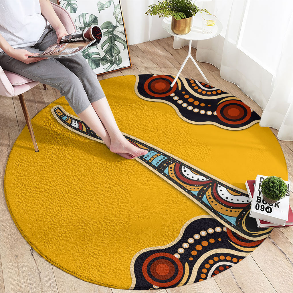 Didgeridoo Round Carpet Aboriginal Dot Painting Indigenous Traditional Instrument