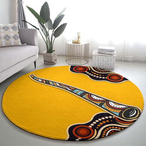 Didgeridoo Round Carpet Aboriginal Dot Painting Indigenous Traditional Instrument