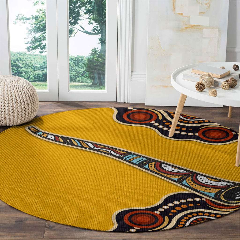 Didgeridoo Round Carpet Aboriginal Dot Painting Indigenous Traditional Instrument