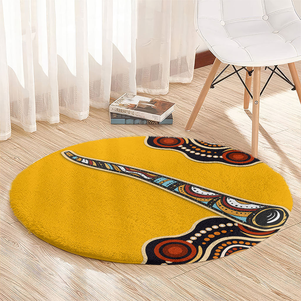 Didgeridoo Round Carpet Aboriginal Dot Painting Indigenous Traditional Instrument