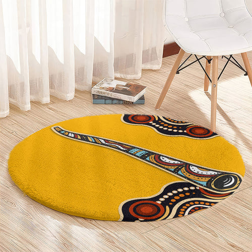 Didgeridoo Round Carpet Aboriginal Dot Painting Indigenous Traditional Instrument
