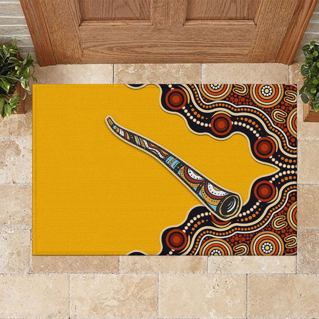 Didgeridoo Rubber Doormat Aboriginal Dot Painting Indigenous Traditional Instrument