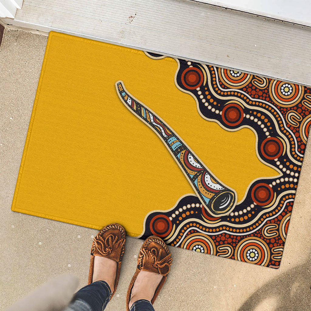 Didgeridoo Rubber Doormat Aboriginal Dot Painting Indigenous Traditional Instrument