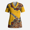 Didgeridoo Scrub Top Aboriginal Dot Painting Indigenous Traditional Instrument