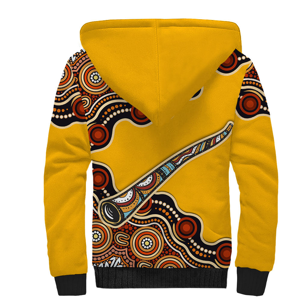 Didgeridoo Sherpa Hoodie Aboriginal Dot Painting Indigenous Traditional Instrument