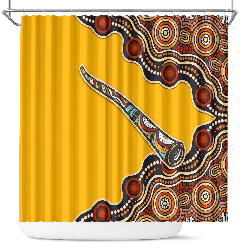 Didgeridoo Shower Curtain Aboriginal Dot Painting Indigenous Traditional Instrument
