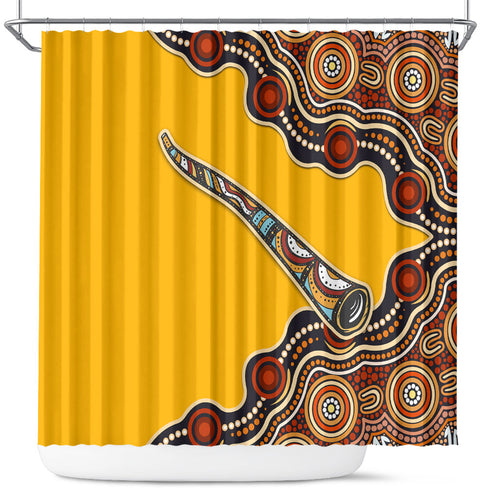 Didgeridoo Shower Curtain Aboriginal Dot Painting Indigenous Traditional Instrument
