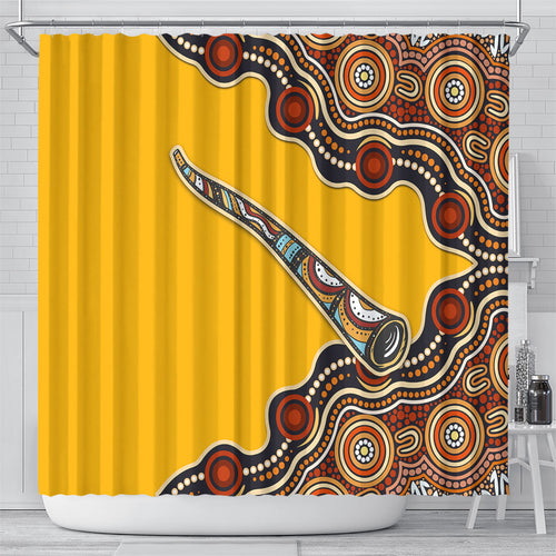 Didgeridoo Shower Curtain Aboriginal Dot Painting Indigenous Traditional Instrument