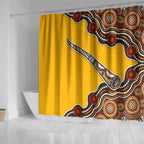 Didgeridoo Shower Curtain Aboriginal Dot Painting Indigenous Traditional Instrument