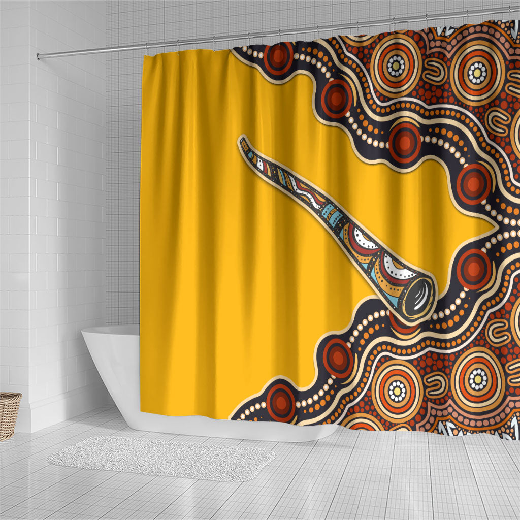 Didgeridoo Shower Curtain Aboriginal Dot Painting Indigenous Traditional Instrument