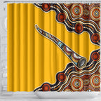 Didgeridoo Shower Curtain Aboriginal Dot Painting Indigenous Traditional Instrument