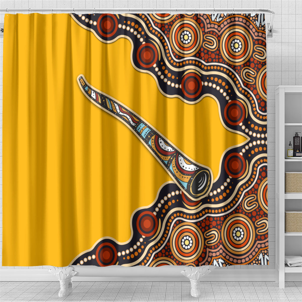 Didgeridoo Shower Curtain Aboriginal Dot Painting Indigenous Traditional Instrument