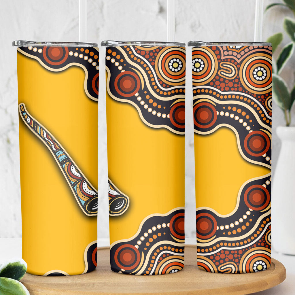 Didgeridoo Skinny Tumbler Aboriginal Dot Painting Indigenous Traditional Instrument