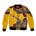 Didgeridoo Sleeve Zip Bomber Jacket Aboriginal Dot Painting Indigenous Traditional Instrument