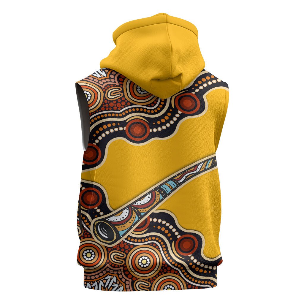 Didgeridoo Sleeveless Hoodie Aboriginal Dot Painting Indigenous Traditional Instrument