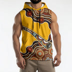 Didgeridoo Sleeveless Hoodie Aboriginal Dot Painting Indigenous Traditional Instrument