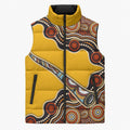 Didgeridoo Sleeveless Puffer Jacket Aboriginal Dot Painting Indigenous Traditional Instrument