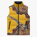 Didgeridoo Sleeveless Puffer Jacket Aboriginal Dot Painting Indigenous Traditional Instrument