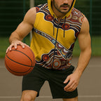 Didgeridoo Sleeveless Zip Hoodie Aboriginal Dot Painting Indigenous Traditional Instrument