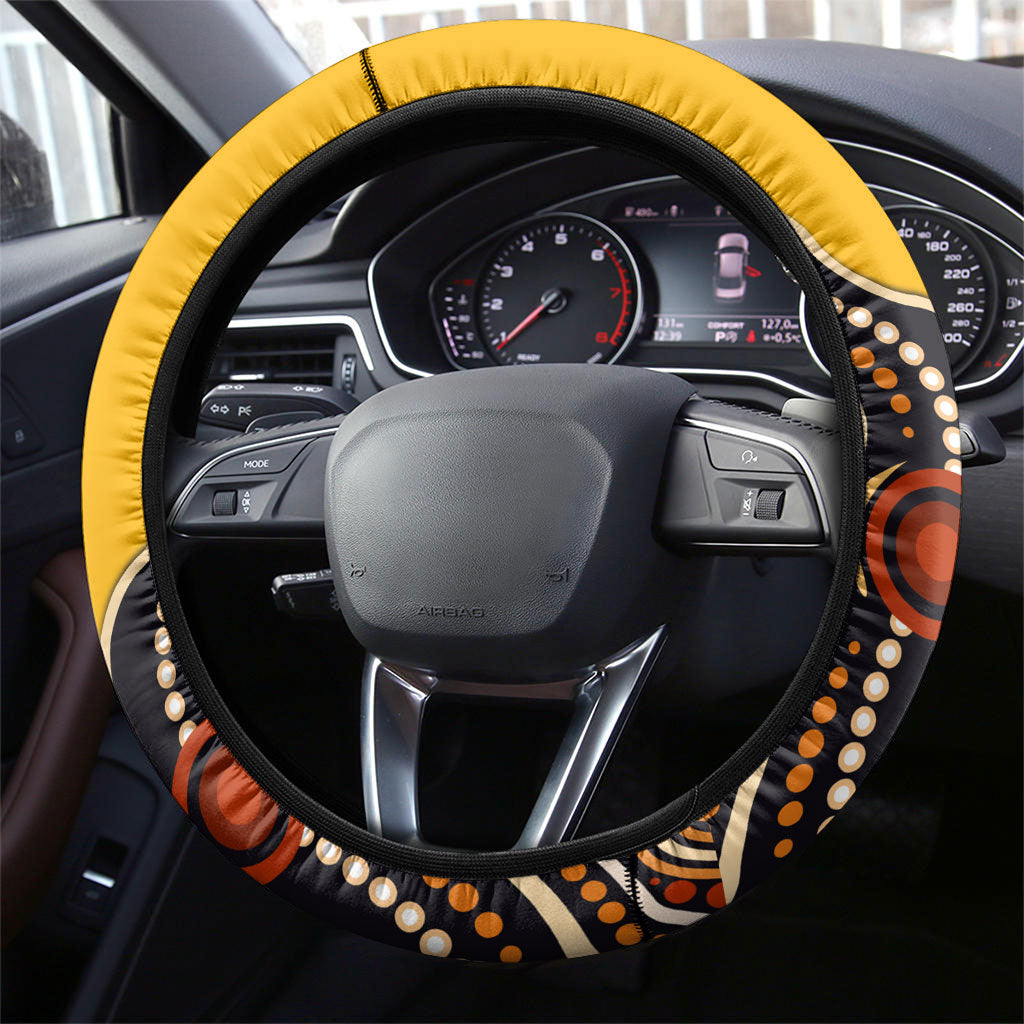 Didgeridoo Steering Wheel Cover Aboriginal Dot Painting Indigenous Traditional Instrument