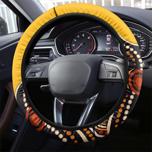 Didgeridoo Steering Wheel Cover Aboriginal Dot Painting Indigenous Traditional Instrument