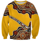 Didgeridoo Sweatshirt Aboriginal Dot Painting Indigenous Traditional Instrument
