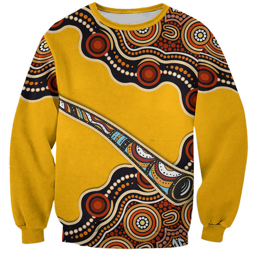Didgeridoo Sweatshirt Aboriginal Dot Painting Indigenous Traditional Instrument