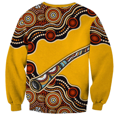 Didgeridoo Sweatshirt Aboriginal Dot Painting Indigenous Traditional Instrument
