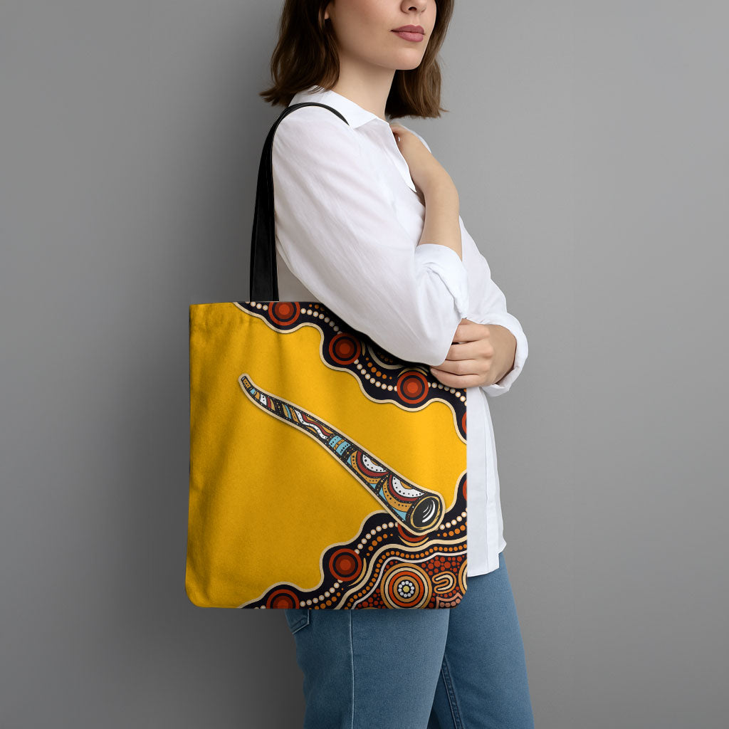 Didgeridoo Tote Bag Aboriginal Dot Painting Indigenous Traditional Instrument