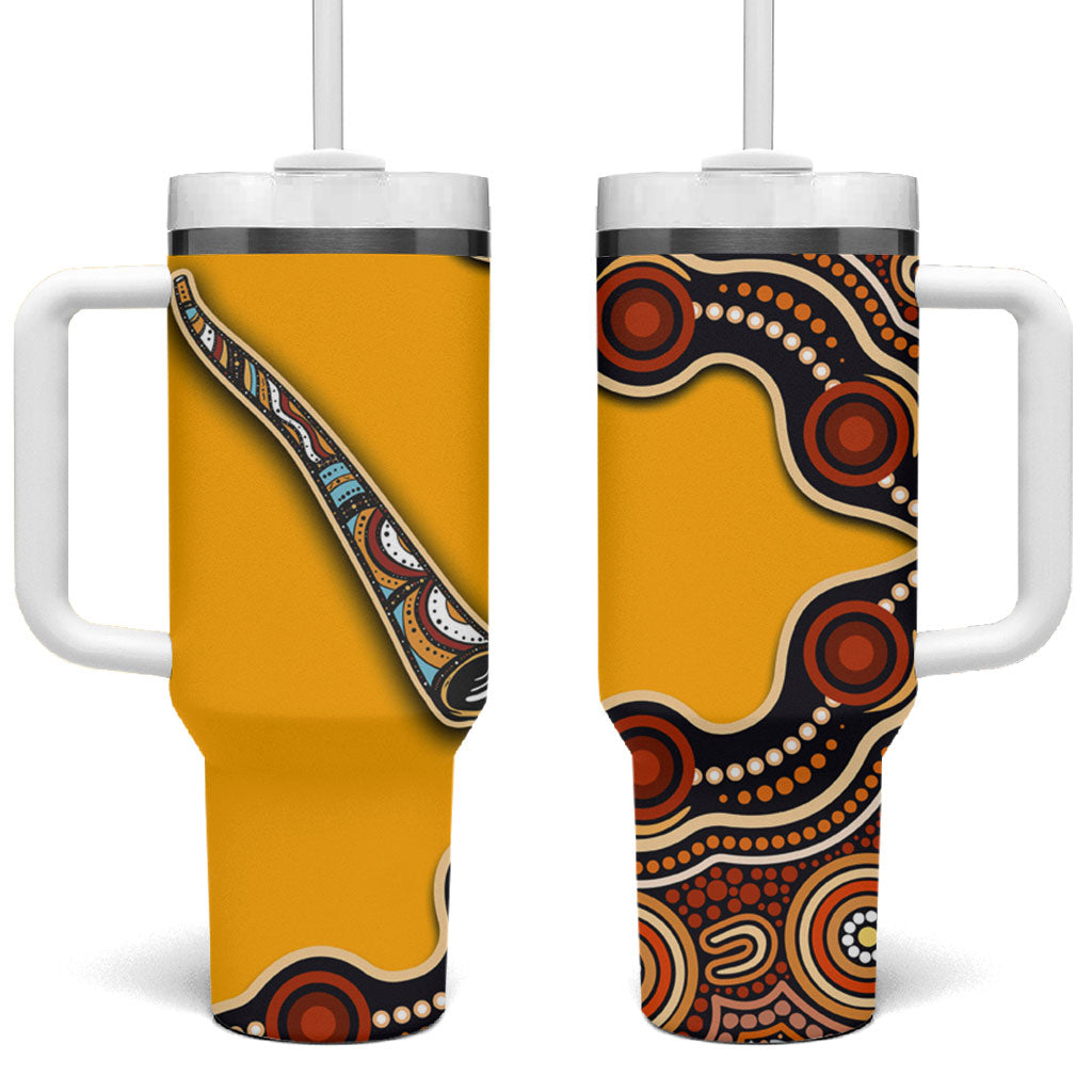 Didgeridoo Tumbler With Handle Aboriginal Dot Painting Indigenous Traditional Instrument
