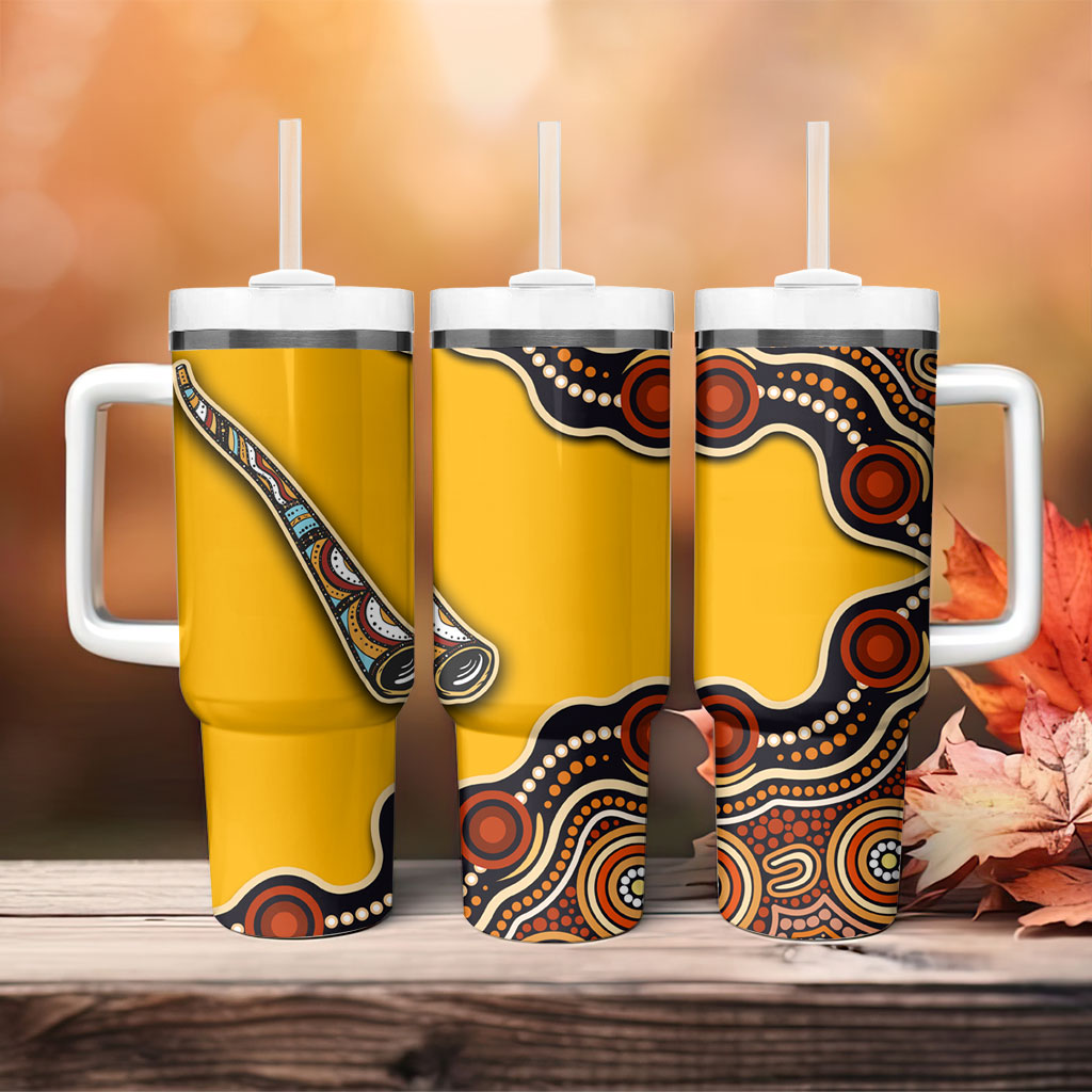 Didgeridoo Tumbler With Handle Aboriginal Dot Painting Indigenous Traditional Instrument