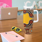 Didgeridoo Tumbler With Handle Aboriginal Dot Painting Indigenous Traditional Instrument