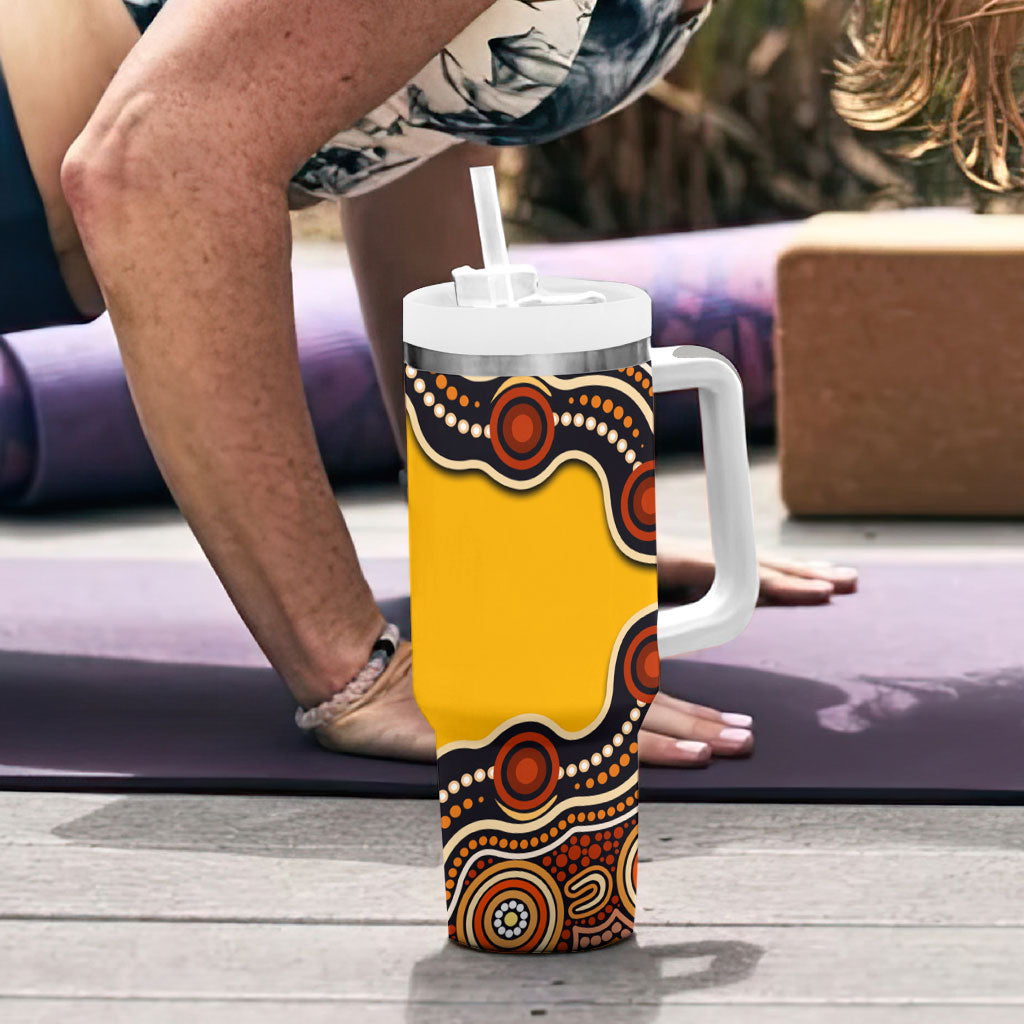 Didgeridoo Tumbler With Handle Aboriginal Dot Painting Indigenous Traditional Instrument