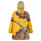 Didgeridoo Wearable Blanket Hoodie Aboriginal Dot Painting Indigenous Traditional Instrument
