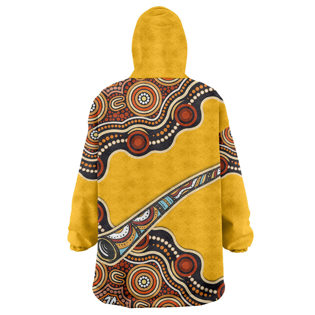 Didgeridoo Wearable Blanket Hoodie Aboriginal Dot Painting Indigenous Traditional Instrument