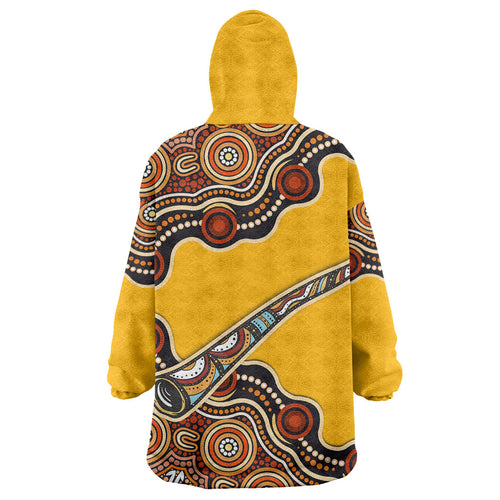Didgeridoo Wearable Blanket Hoodie Aboriginal Dot Painting Indigenous Traditional Instrument