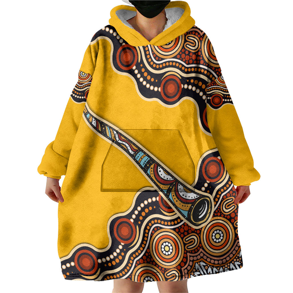 Didgeridoo Wearable Blanket Hoodie Aboriginal Dot Painting Indigenous Traditional Instrument
