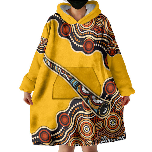 Didgeridoo Wearable Blanket Hoodie Aboriginal Dot Painting Indigenous Traditional Instrument